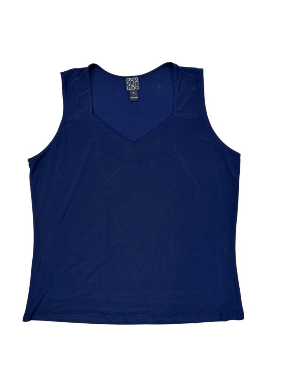 Clara Sun Woo XL V-Neck Cami Top Navy Lightweight Travel Office Party